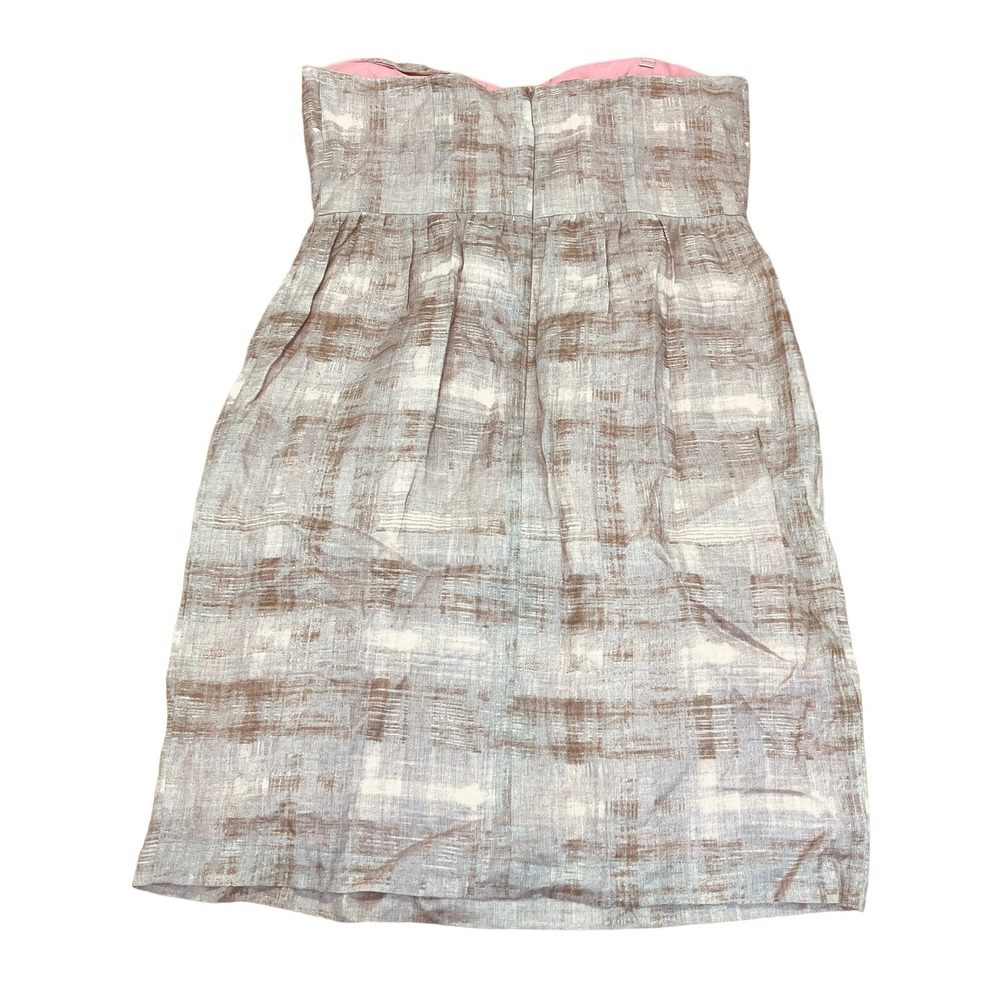 Ann Taylor Loft Dress Size 6 Removable Thin Straps Linen Cotton Beige Stripe NWT
